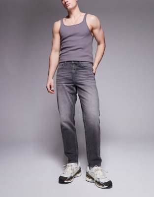 Asos Design Tapered Fit Jeans In Gray Wash