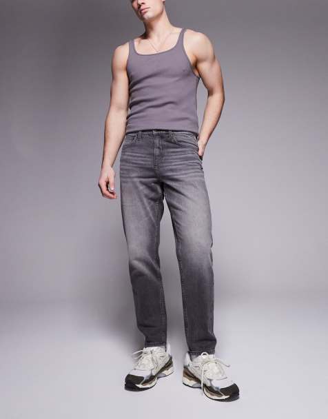 ASOS DESIGN tapered fit jeans in grey wash - GREY - view 1