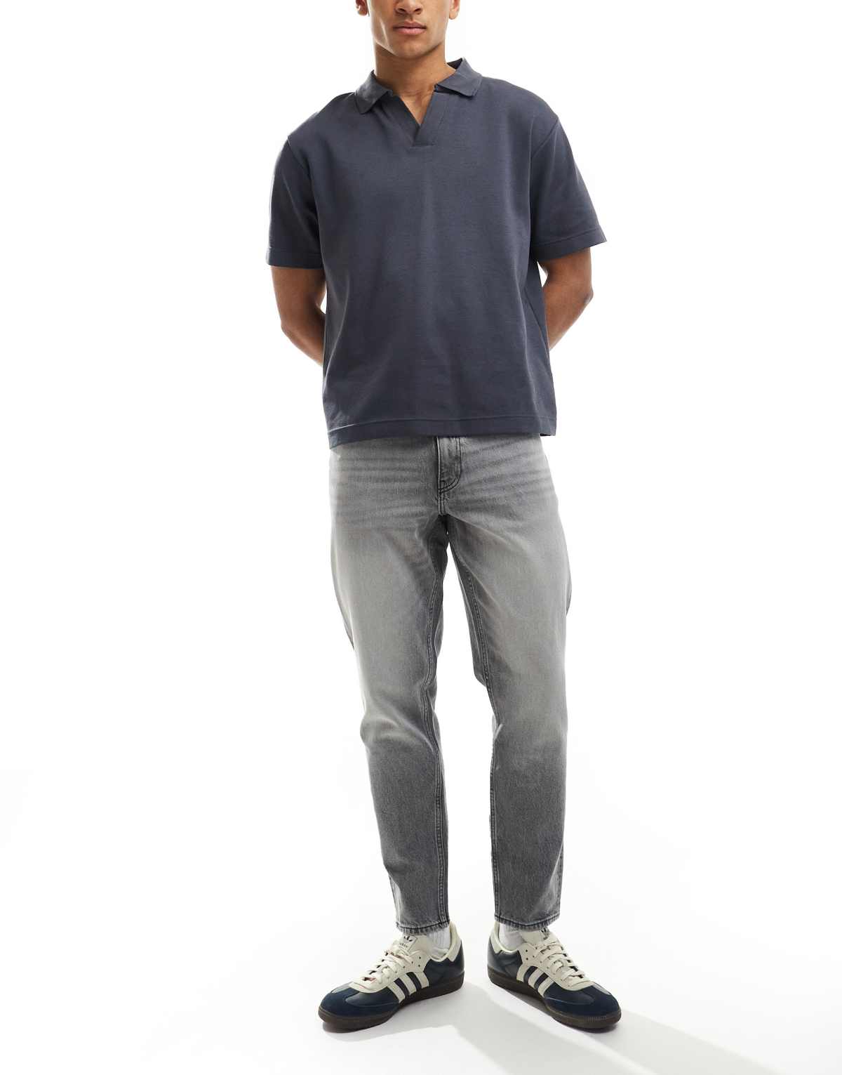 ASOS DESIGN tapered fit jeans in grey wash