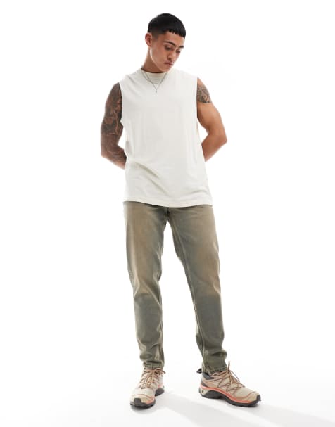 ASOS DESIGN tapered fit jeans in heavy tint - MBLUE - view 1
