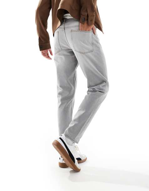 ASOS DESIGN tapered fit jeans in light grey - GREY - view 1