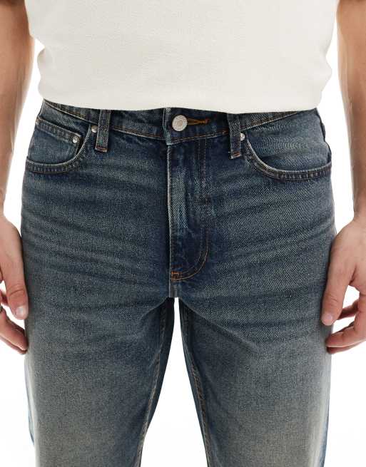 ASOS DESIGN tapered fit jeans in mid wash blue with tint , 5 of 5