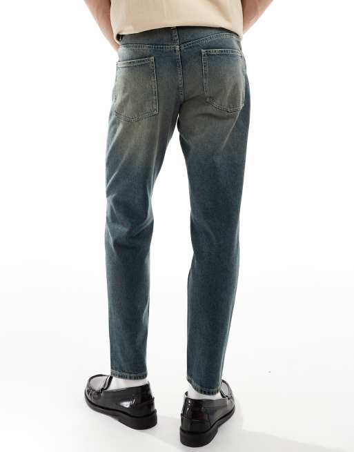 ASOS DESIGN tapered fit jeans in mid wash blue