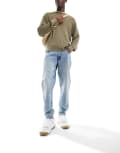 [ASOS DESIGN] ASOS DESIGN tapered fit jeans in tinted light blue wash W29 L32 Light blue wash