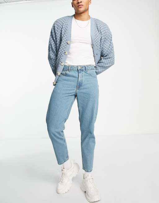 ASOS DESIGN tapered fit jeans in tinted light wash blue , 3 of 4