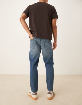 Asos Design Tapered Fit Jeans With Vintage Tint