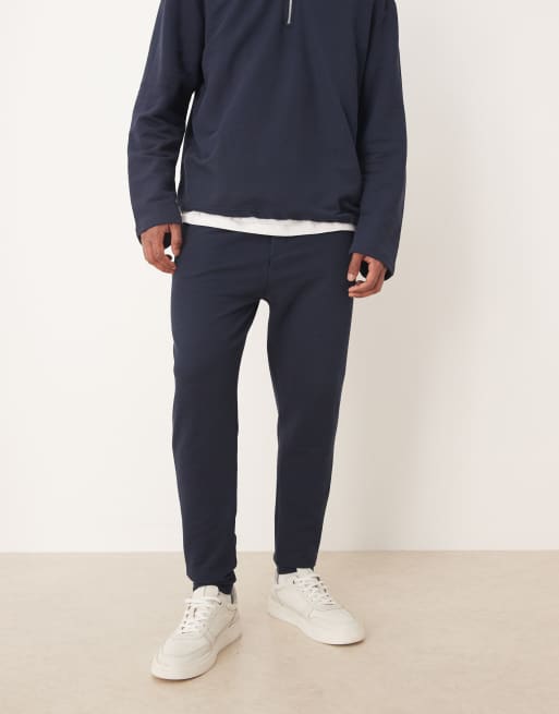 ASOS DESIGN tapered fit pique sweatpants in navy - part of a set, 2 of 5