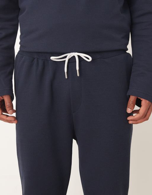 ASOS DESIGN tapered fit pique sweatpants in navy - part of a set, 4 of 5