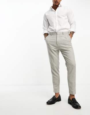 Asos Design Tapered Fit Smart Pants In Gray Micro Texture In Gray