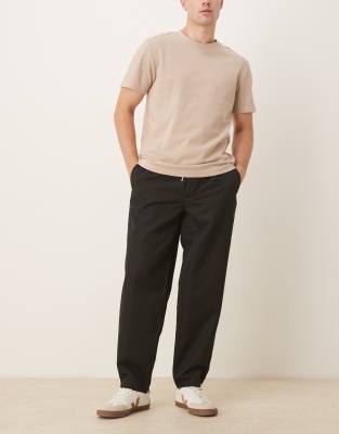 Asos Design Tapered Fit Smart Pants With Elastic Waistband In Black