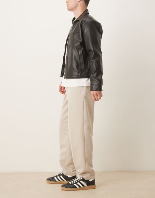 ASOS DESIGN tapered fit smart pants with elastic waistband in stone, 3 of 5