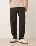 [ASOS DESIGN] ASOS DESIGN tapered fit smart pants with elasticated waistband in black W32 BLACK