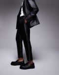 [ASOS DESIGN] ASOS DESIGN tapered fit suit pants in black metallic fabric W28 L30 BLACK