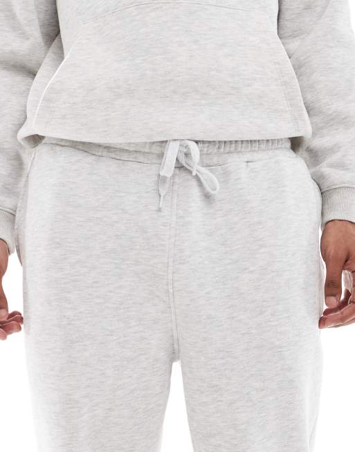 ASOS DESIGN tapered fit trackies in light grey (part of a set), 4 of 5