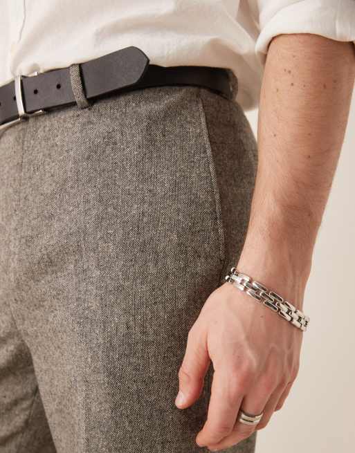 ASOS DESIGN tapered fit wool mix dress pants in charcoal