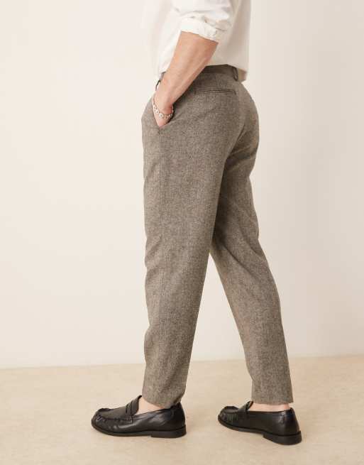 ASOS DESIGN tapered fit wool mix dress pants in charcoal