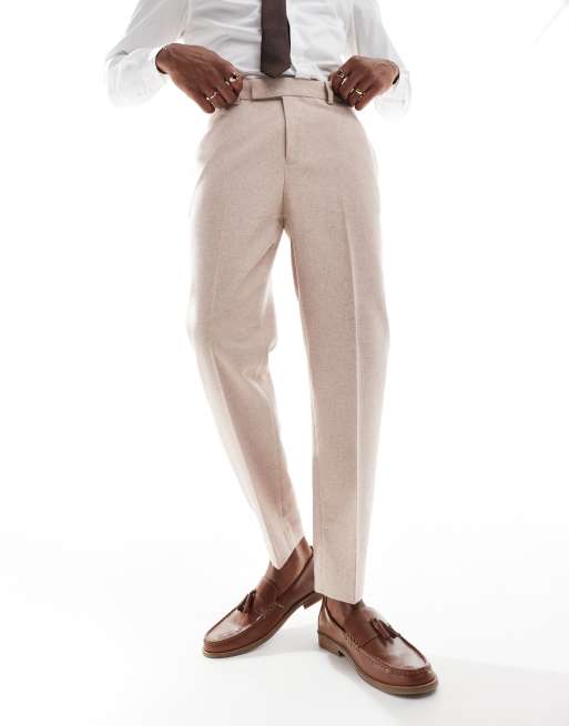 ASOS DESIGN tapered fit wool mix suit pants in light pink tweed, 2 of 5