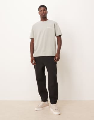 Asos Design Tapered Fixed Hem Scuba-style Fabric Sweatpants In Black