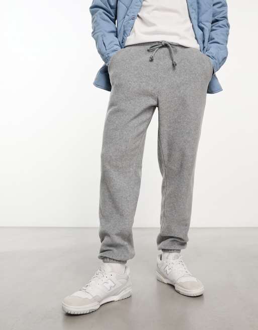 ASOS DESIGN tapered fleece joggers in grey ASOS