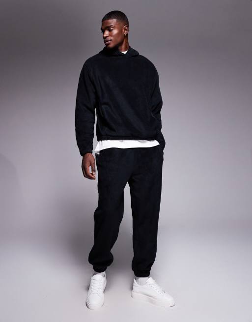 ASOS DESIGN tapered fleece sweatpants in black - part of a set, 2 of 5