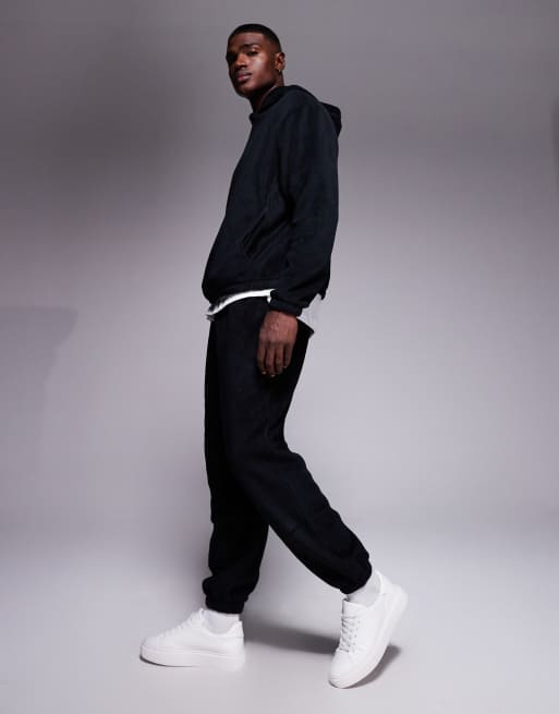ASOS DESIGN tapered fleece sweatpants in black - part of a set, 3 of 5
