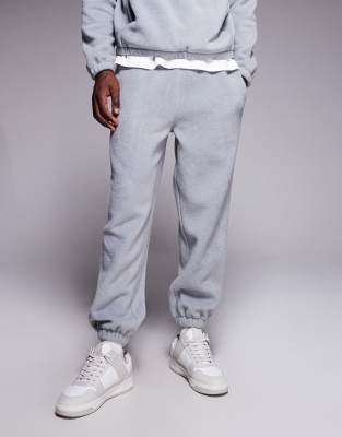 Asos Design Tapered Fleece Sweatpants In Gray