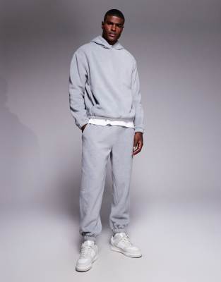 Asos Design Tapered Fleece Sweatpants In Gray