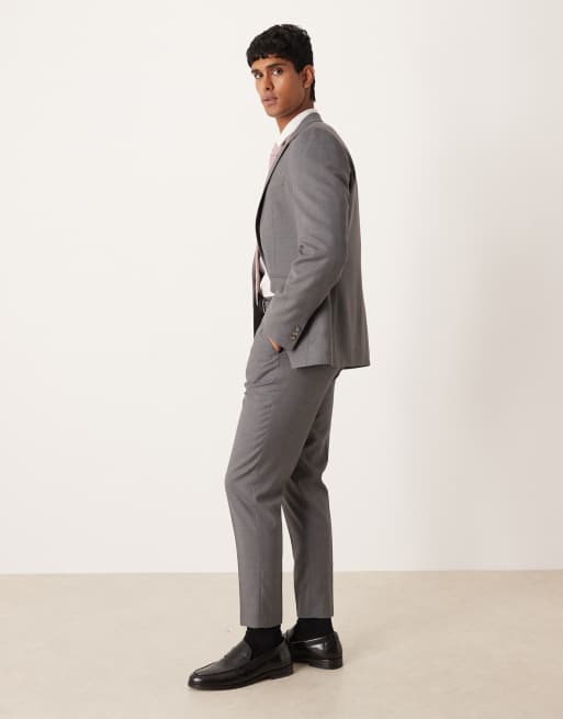 ASOS DESIGN - Tapered gråmelerede habitbukser, 3 af 5