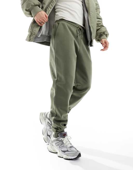 ASOS DESIGN tapered joggers in olive green