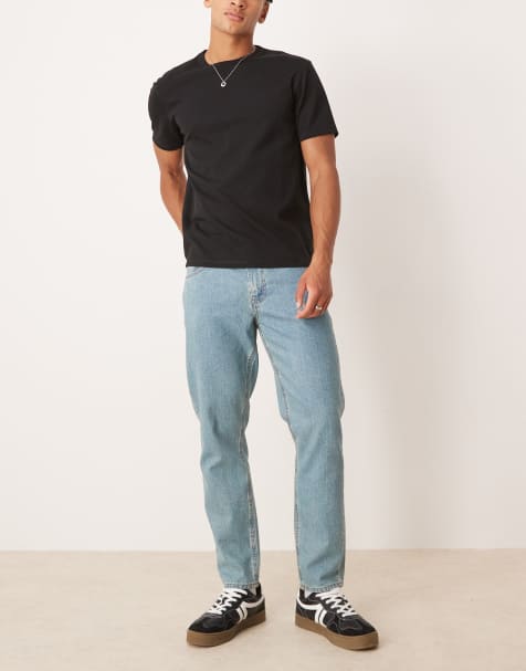ASOS DESIGN - Tapered jeans i farvet lyseblå vask - view 1