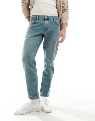 ASOS DESIGN - Tapered jeans i farvet lyseblå vask - view 1