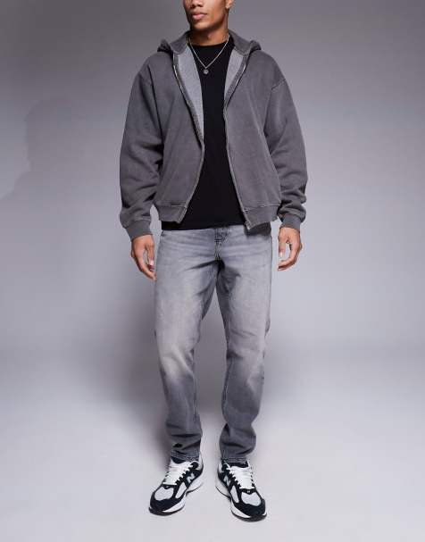 ASOS DESIGN - Tapered jeans i forvasket sort - view 1