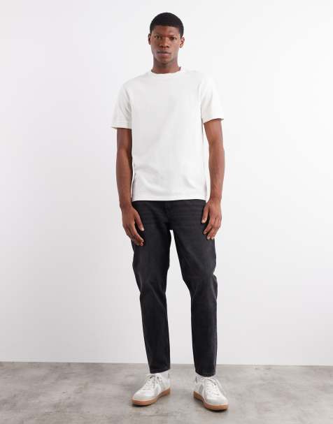ASOS DESIGN - Tapered jeans i forvasket sort - view 1