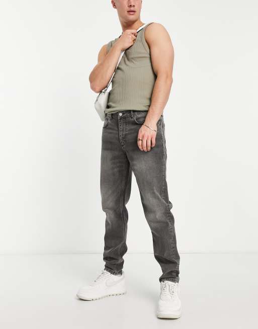 ASOS DESIGN - Tapered jeans i sort vintage-vask