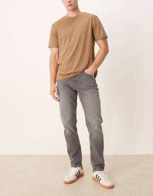 Asos Design Tapered Jeans In Gray