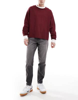 Asos Design Tapered Jeans In Bleach Wash-blue