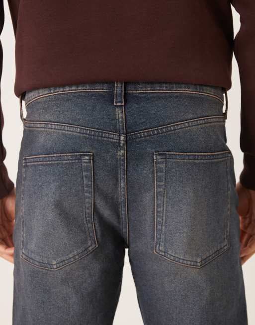 ASOS DESIGN tapered jeans in dark wash blue with tint, 5 of 5