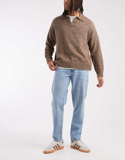 ASOS DESIGN tapered jeans in light wash blue