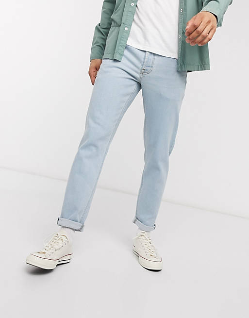 Asos Men Clothing Jeans Tapered Jeans X003 tapered jeans in light wash blue 