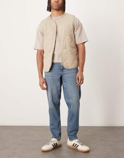 ASOS DESIGN tapered jeans in mid wash blue - view 1