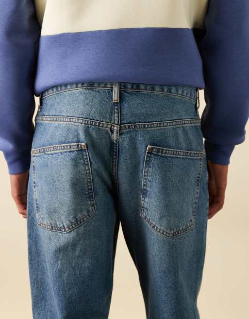 ASOS DESIGN tapered jeans in mid wash blue