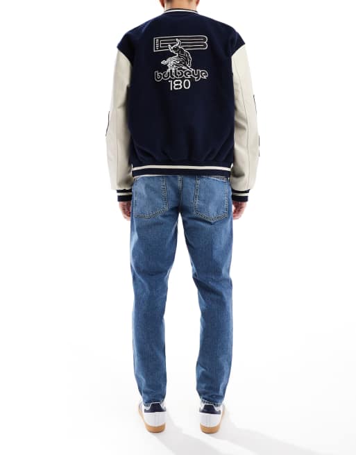 ASOS DESIGN tapered jeans in tinted dark wash blue , 3 of 5