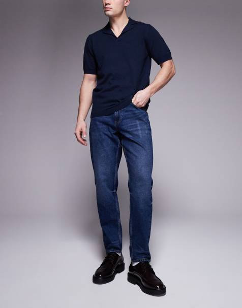 ASOS DESIGN tapered jeans in vintage dark wash blue - view 1