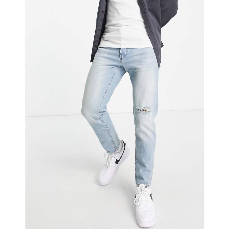 Mens light online wash tapered jeans