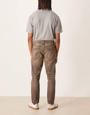 Asos Design Tapered Jeans In Brown