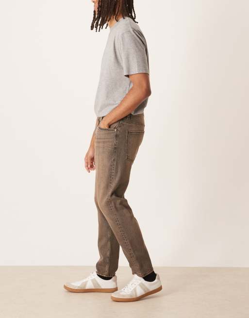 ASOS DESIGN tapered jeans in washed black with brown tint, 3 of 5
