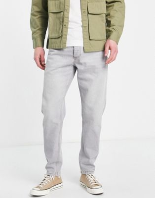 ASOS DESIGN tapered jeans in washed grey