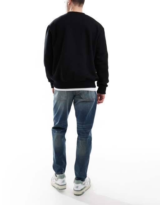 ASOS DESIGN tapered jeans with vintage tint in dark wash blue, 3 of 5