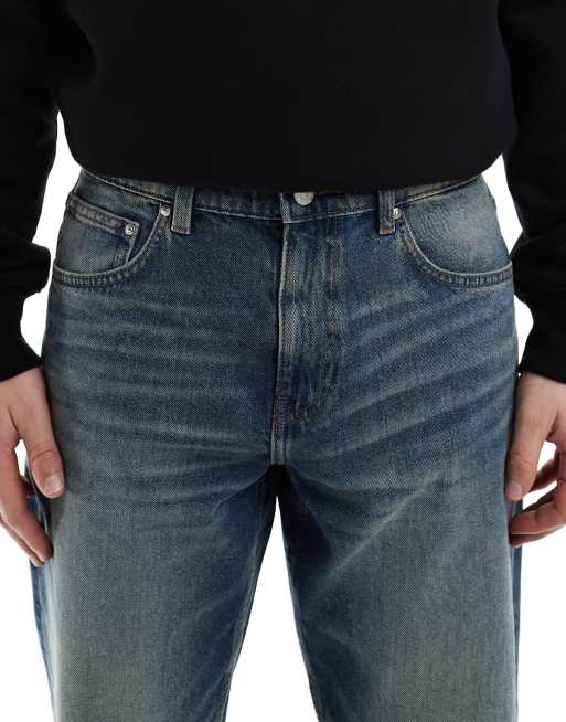 ASOS DESIGN tapered jeans with vintage tint in dark wash blue, 5 of 5