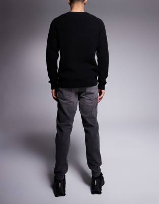 Asos Design Tapered Jeans With Vintage Tint In Black